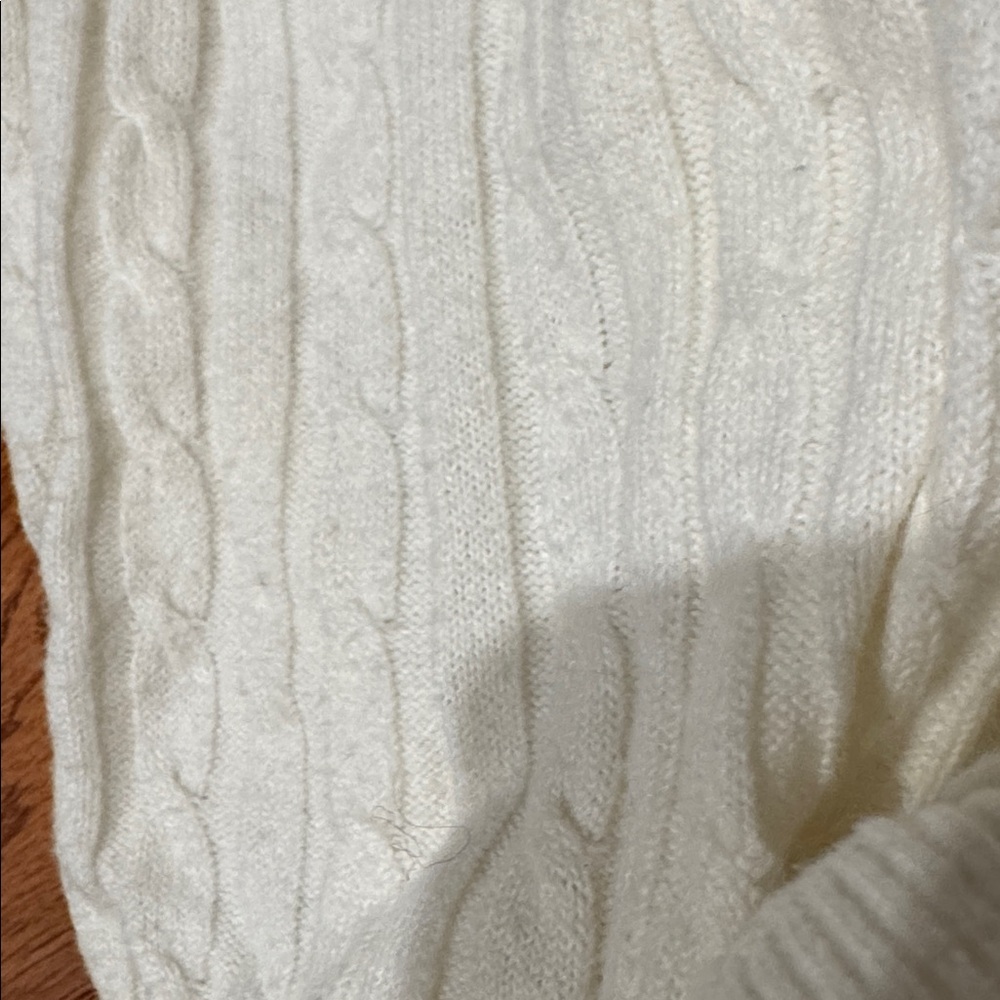 GAP CashSoft Cable Knit Crewneck Sweater Large White/Ivory - Picture 4 of 4